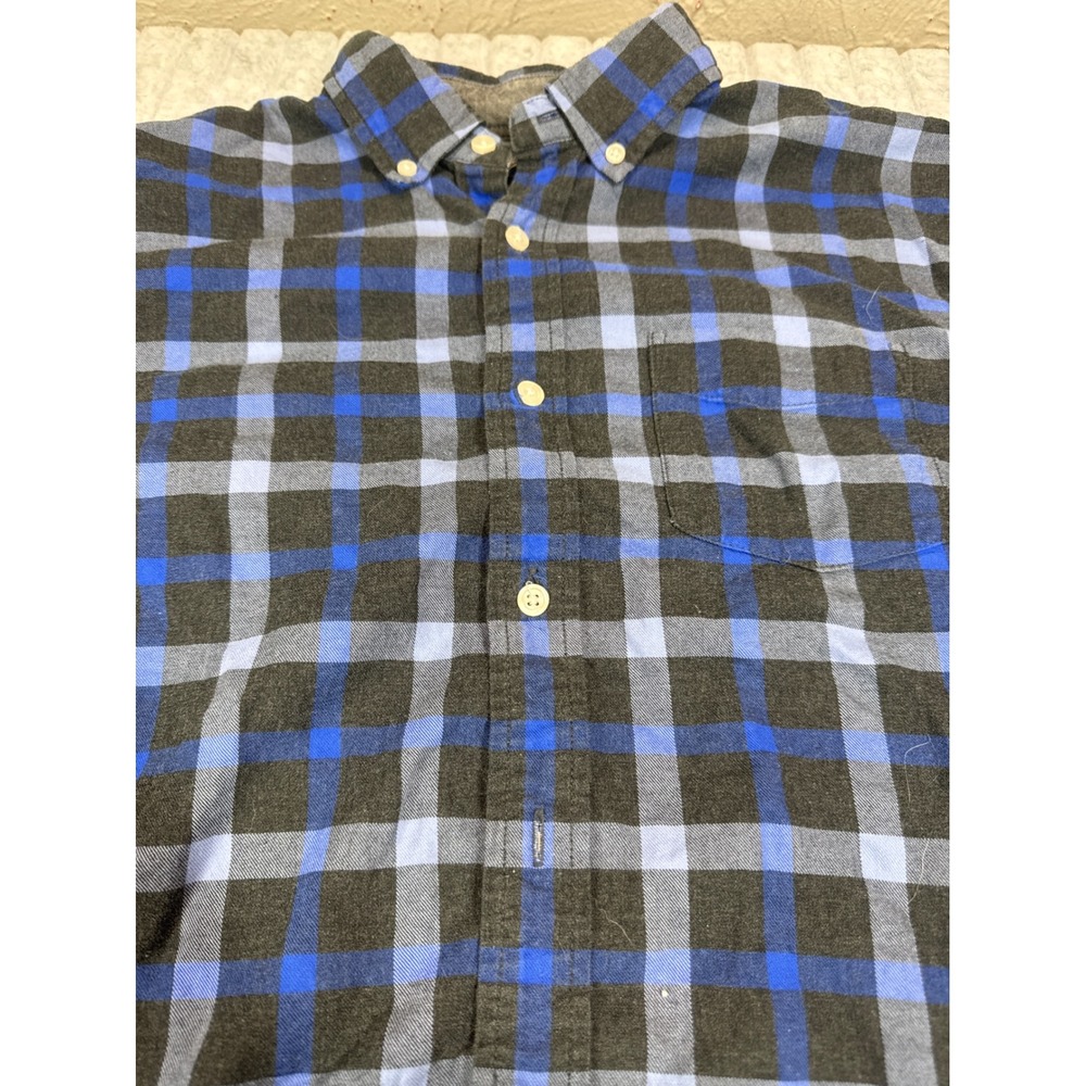 Grayers Clothiers Mens M Blue Grey Plaid Cotton Flannel Button Down Shirt